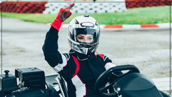 Image of a female Formula 1 racecar driver