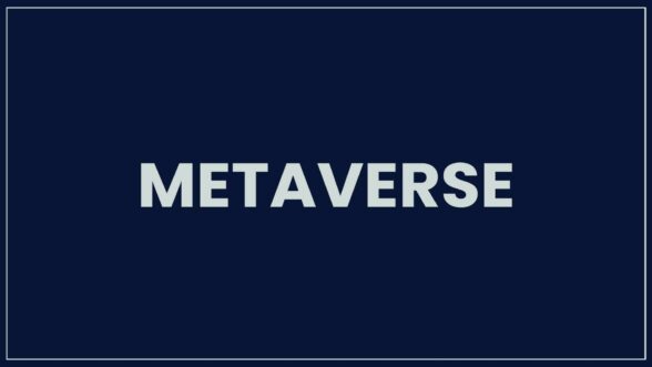 Image with a navy background and the text "METAVERSE"