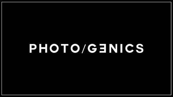 White Photogenics logo on a black background
