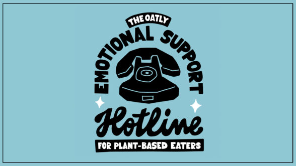 Image of an ad for Oatly's Emotional Support Hotline