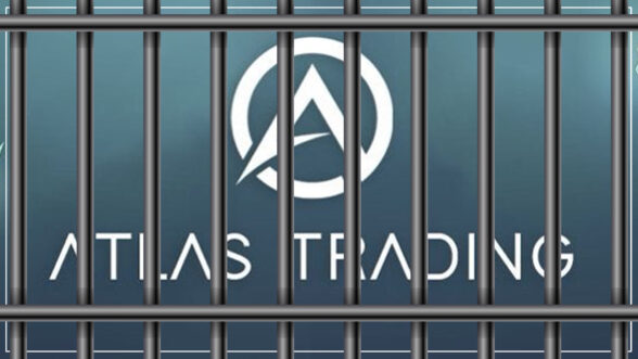 Image of the Atlas Trading logo with jail bars over it